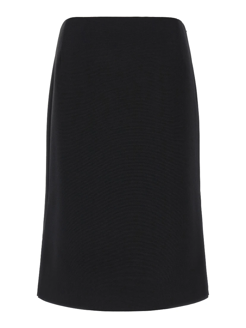 Black Wool Midi Skirt