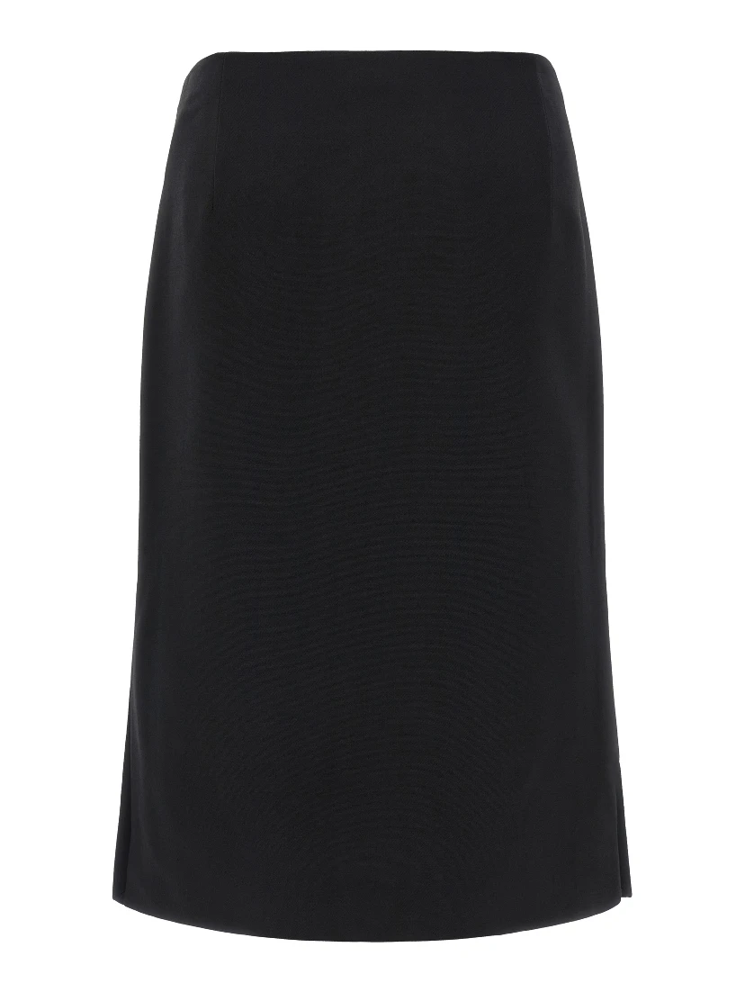 Black Wool Midi Skirt