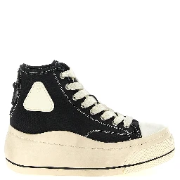 Black Cotton High Top Sneakers
