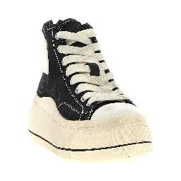 Black Cotton High Top Sneakers