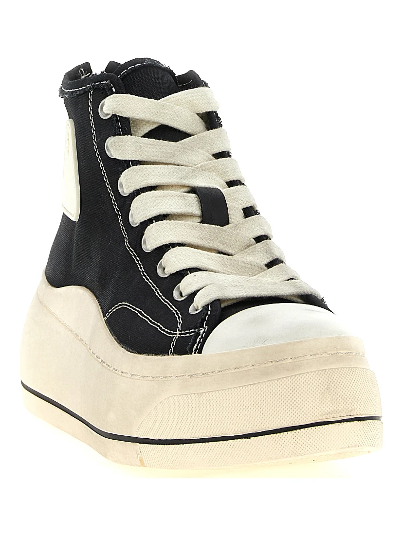 Black Cotton High Top Sneakers