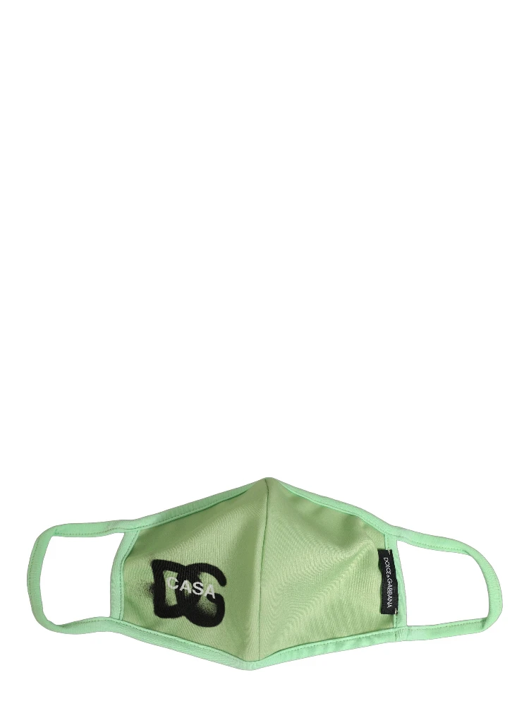 Green Polyester DG CASA Logo Elastic Ear Strap Face Mask