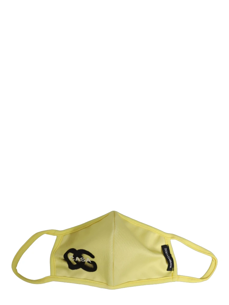 Yellow Polyester DG CASA Logo Elastic Ear Strap Face Mask