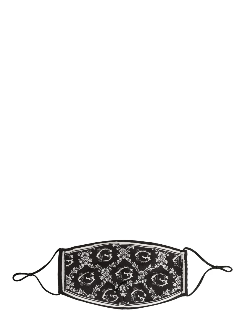Black White Logo Baroque Elastic Ear Strap Face Mask