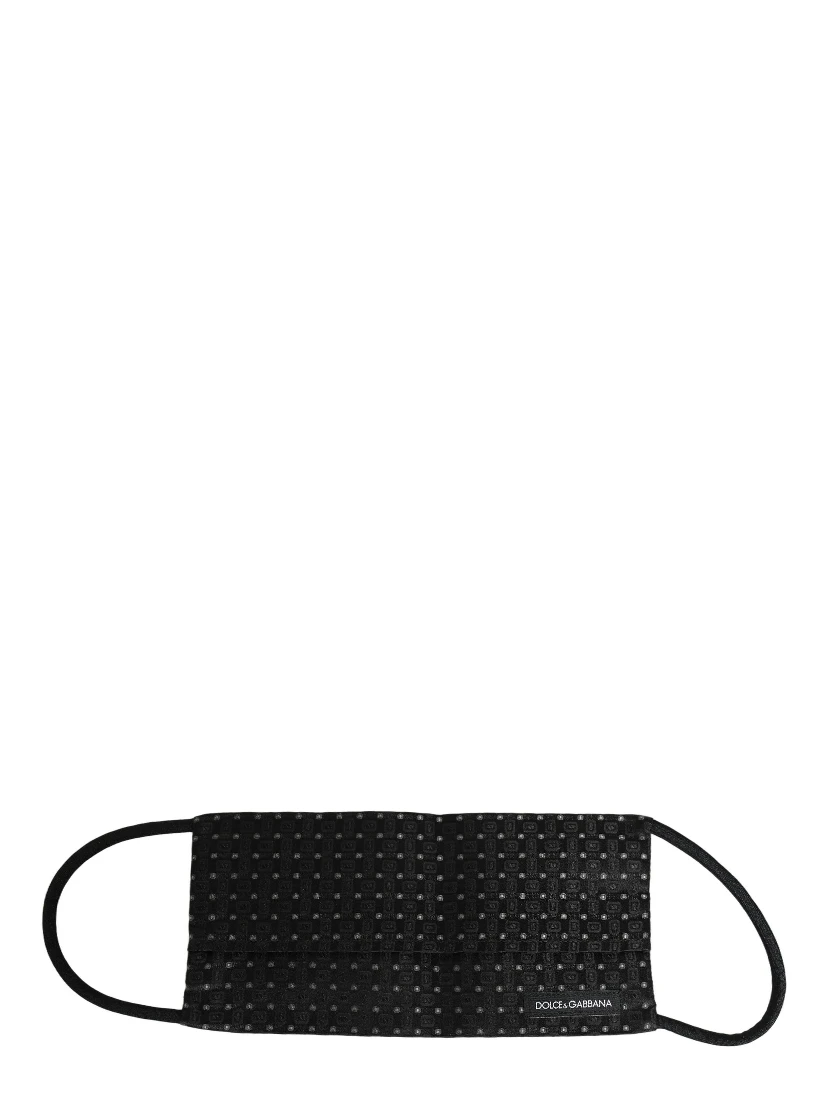 Black Silk Patterned Pleated Elastic Ear Strap Face Mask