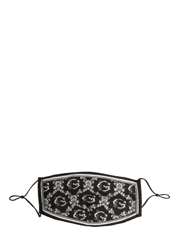 Black White Logo Baroque Elastic Ear Strap Face Mask
