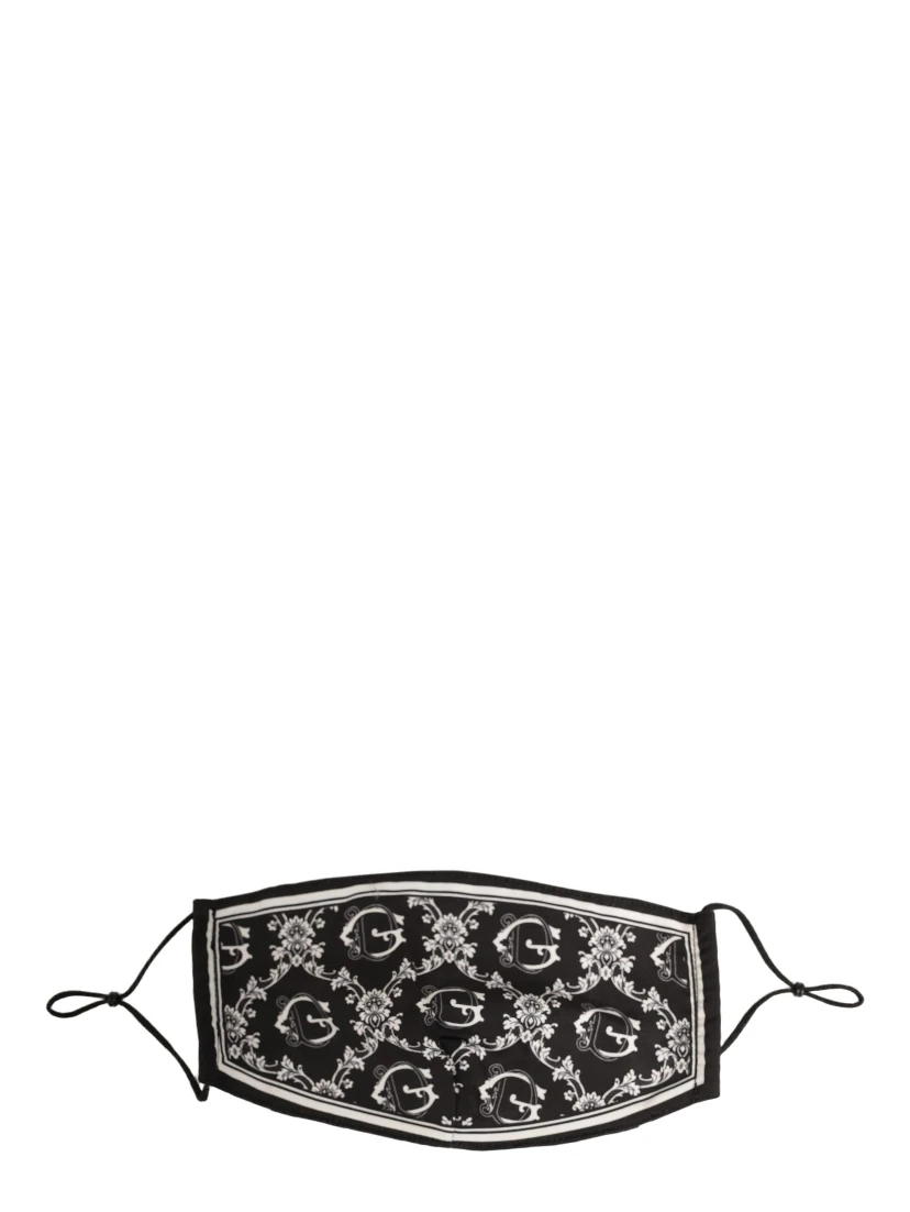 Black White Logo Baroque Elastic Ear Strap Face Mask