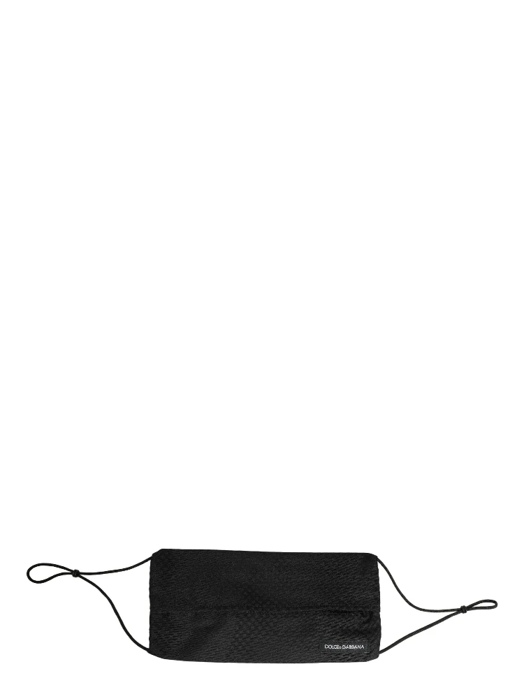 Black Silk Patterned Pleated Elastic Ear Strap Face Mask