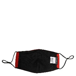 Men Black Carretto Print Elastic Ear Strap Face Mask