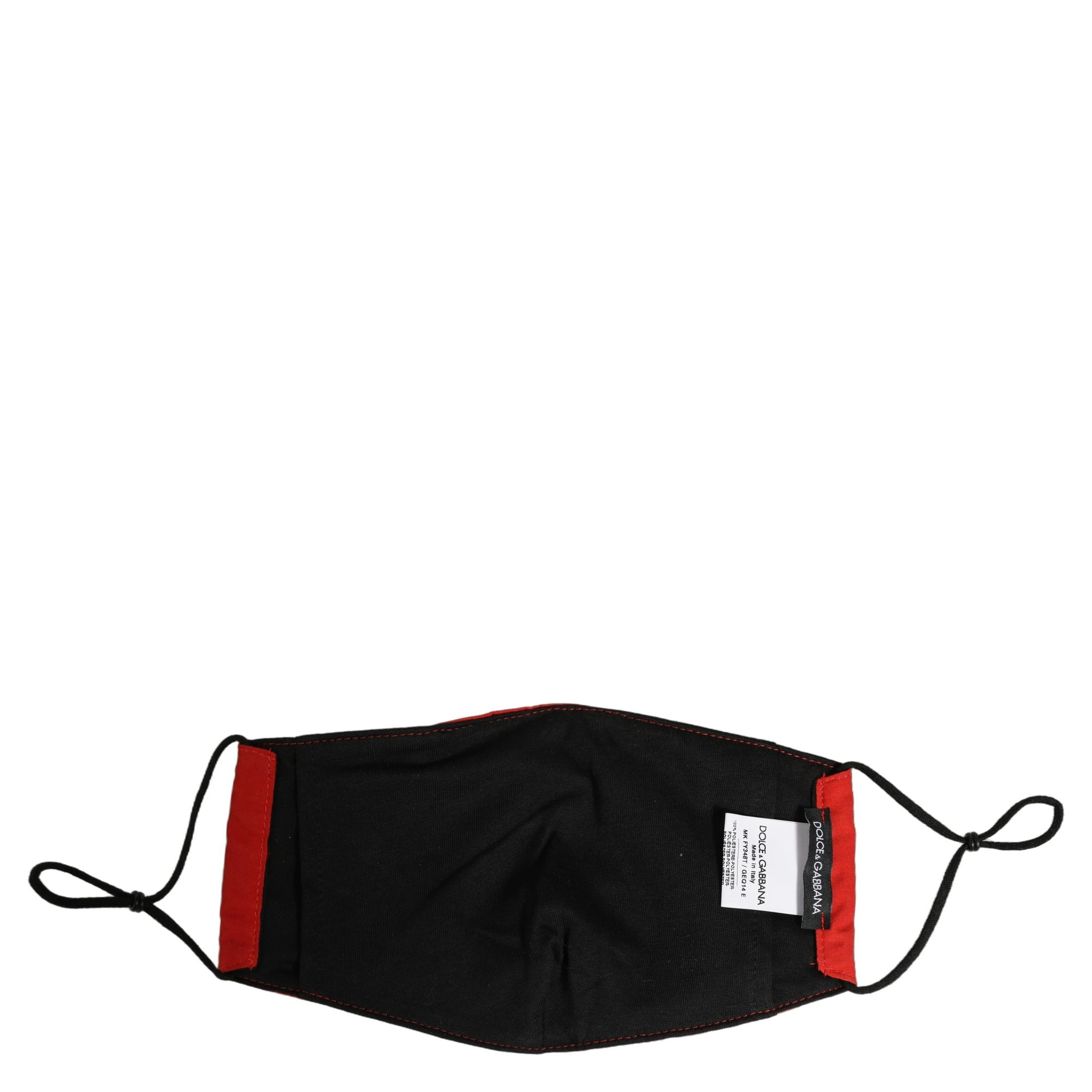 Men Black Carretto Print Elastic Ear Strap Face Mask