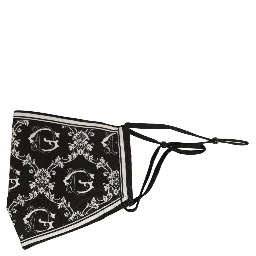 Black White Logo Baroque Elastic Ear Strap Face Mask