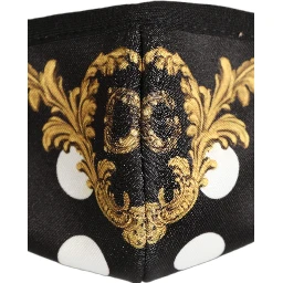 Black Baroque Print Polka Dot Elastic Ear Strap Face Mask