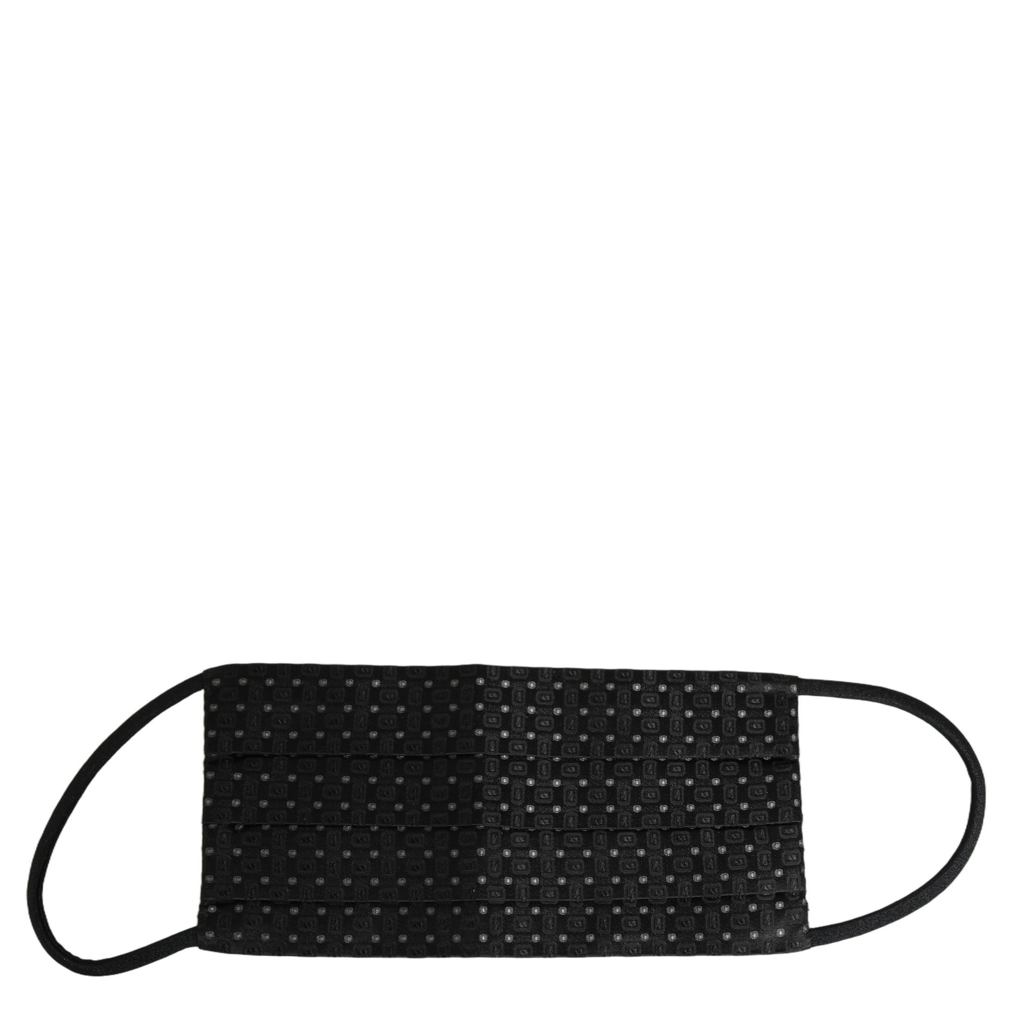 Black Silk Patterned Pleated Elastic Ear Strap Face Mask