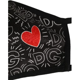 Black Heart DG Logo Monogram Elastic Ear Strap Face Mask