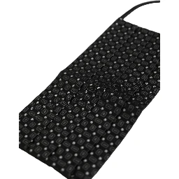 Black Silk Patterned Pleated Elastic Ear Strap Face Mask