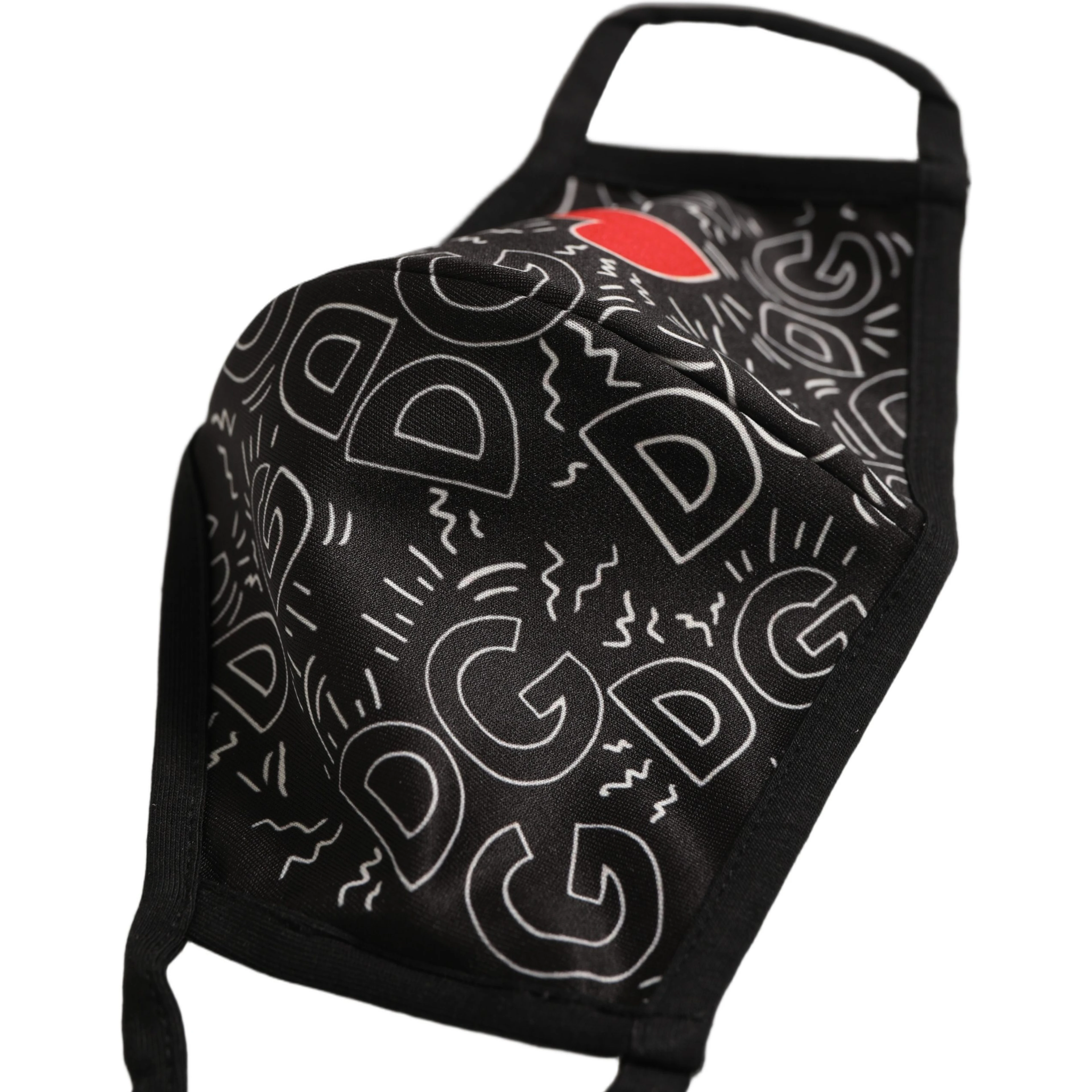 Black Heart DG Logo Monogram Elastic Ear Strap Face Mask