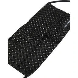 Black Silk Patterned Pleated Elastic Ear Strap Face Mask