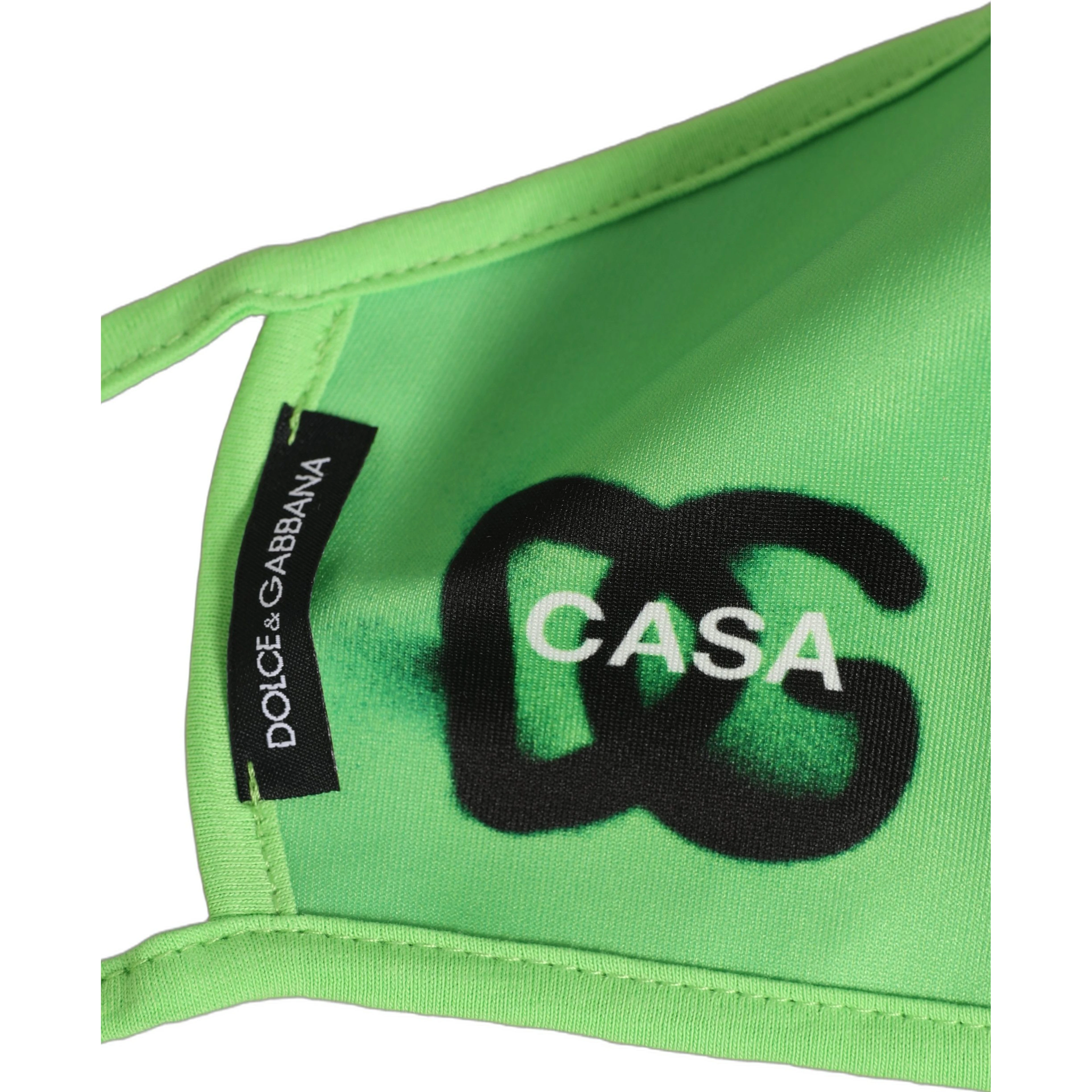 Green Polyester DG CASA Logo Elastic Ear Strap Face Mask