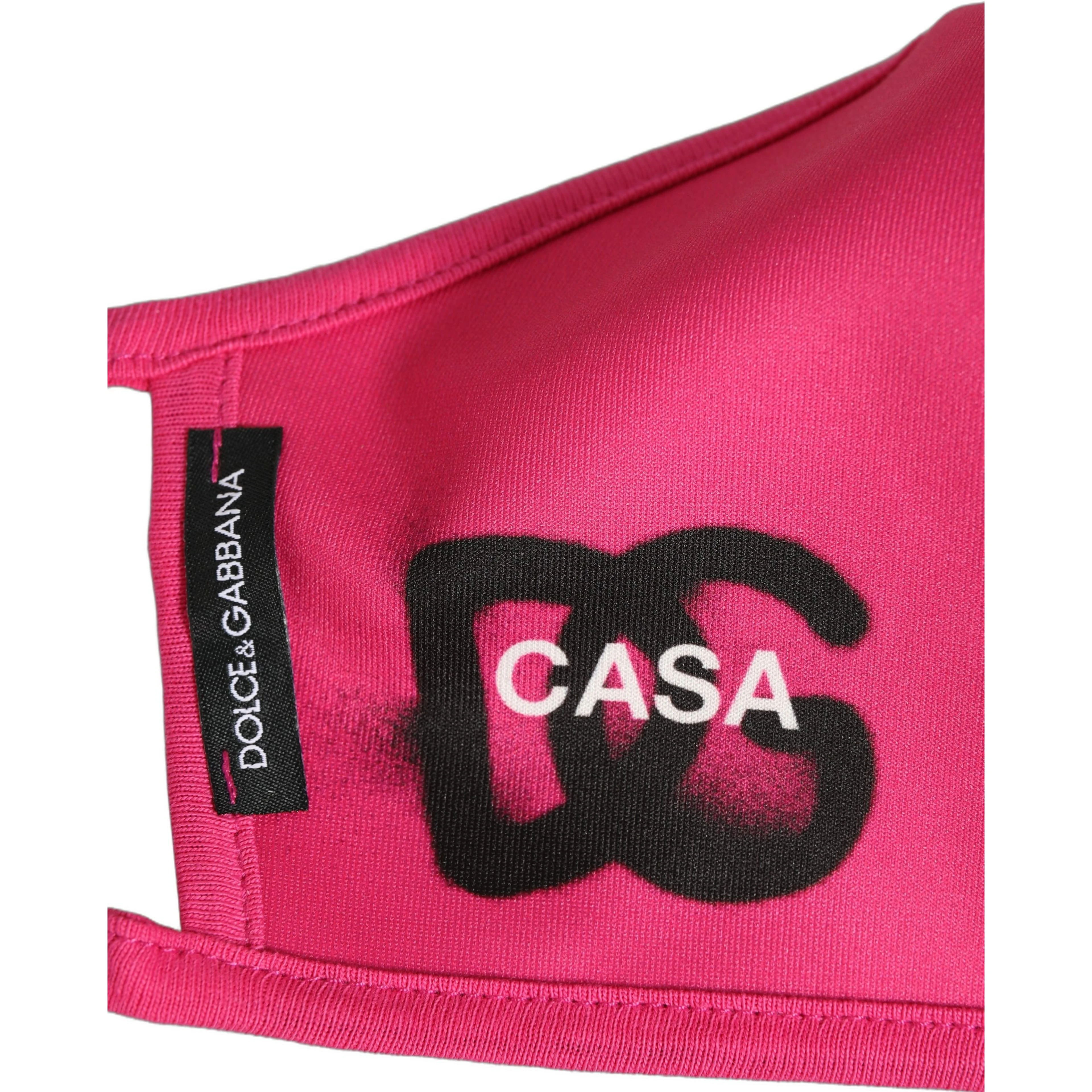 Pink Polyester DG CASA Logo Elastic Ear Strap Face Mask