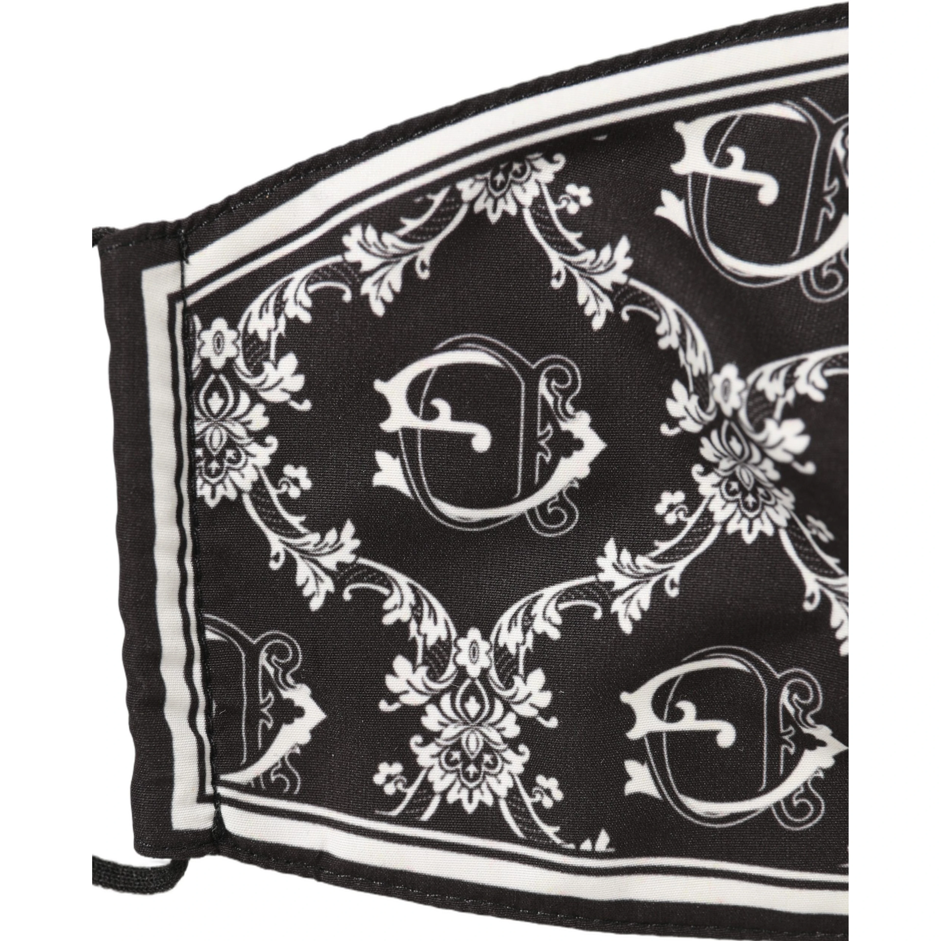 Black White Logo Baroque Elastic Ear Strap Face Mask