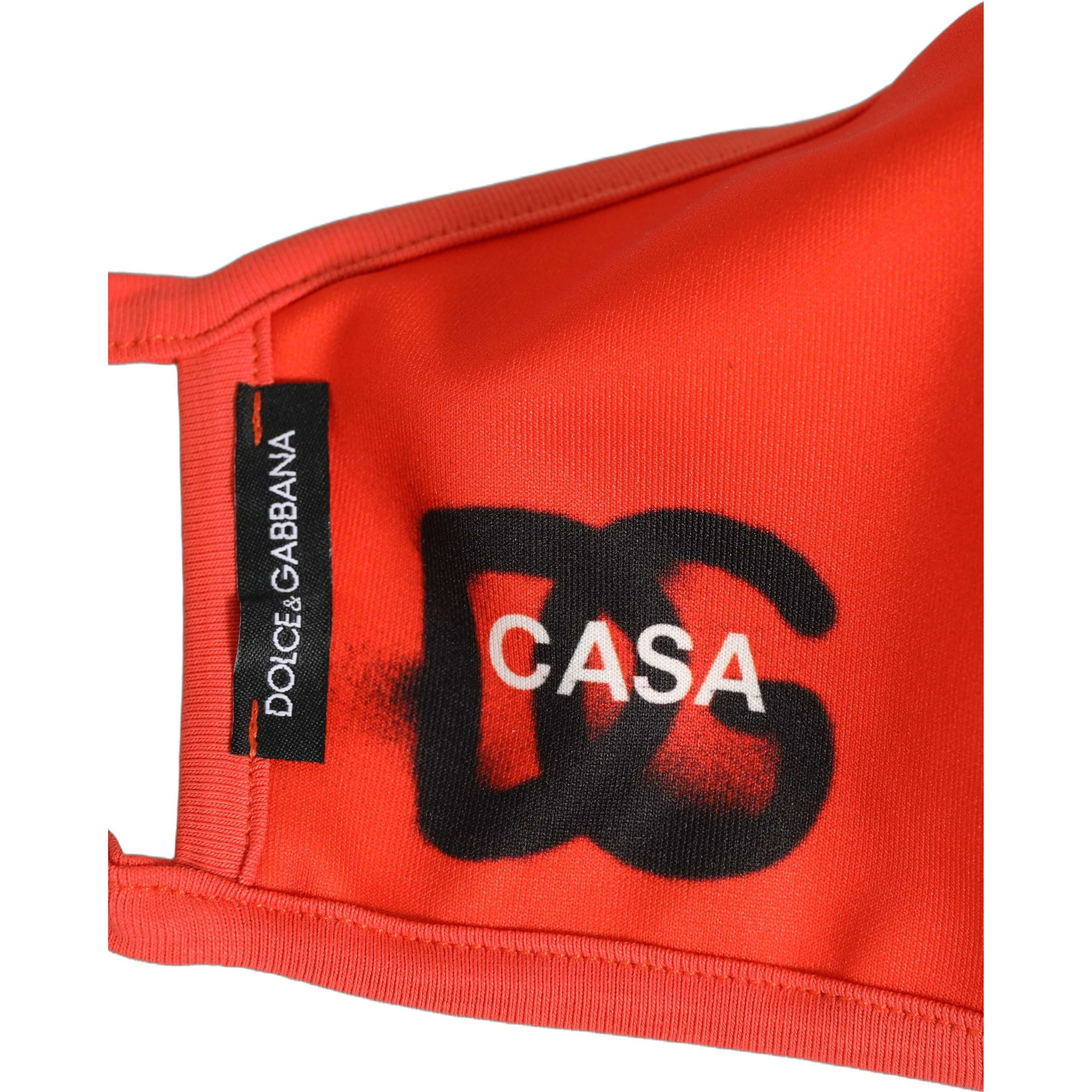 Red Polyester DG CASA Logo Elastic Ear Strap Face Mask