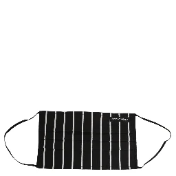 Black White Pinstripe Pleated Elastic Ear Strap Face Mask
