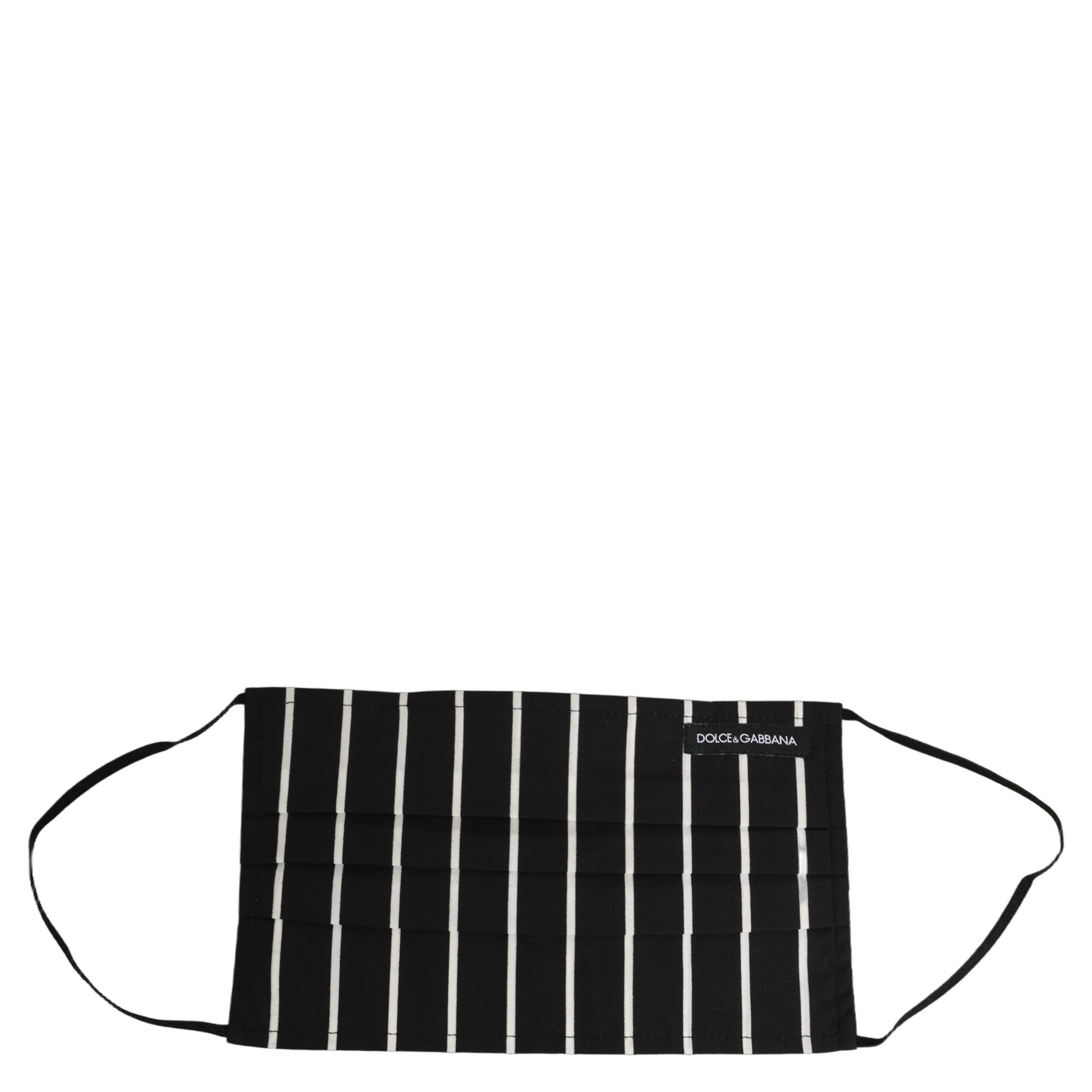 Black White Pinstripe Pleated Elastic Ear Strap Face Mask