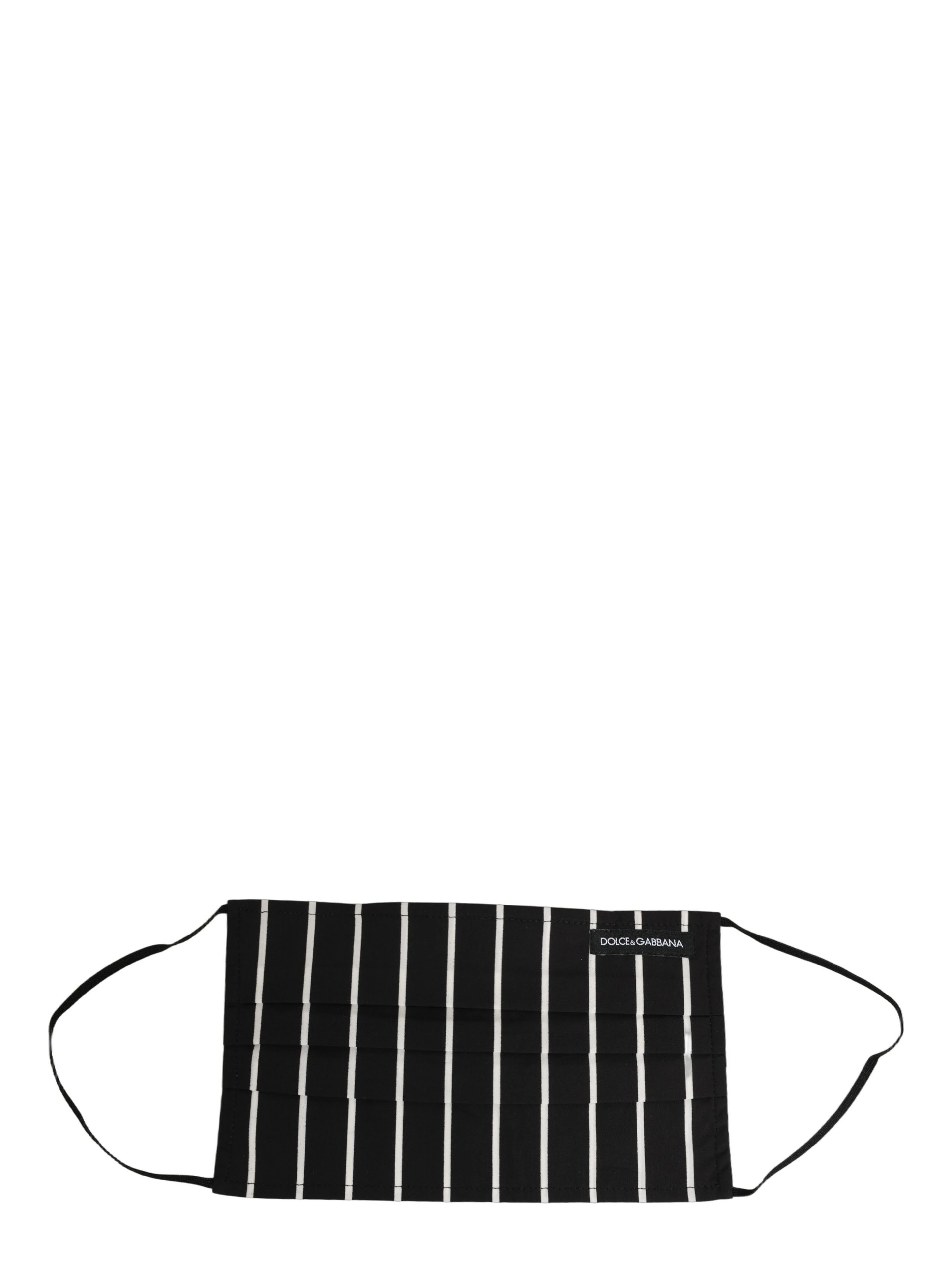 Black White Pinstripe Pleated Elastic Ear Strap Face Mask