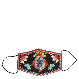 Men Black Carretto Print Elastic Ear Strap Face Mask