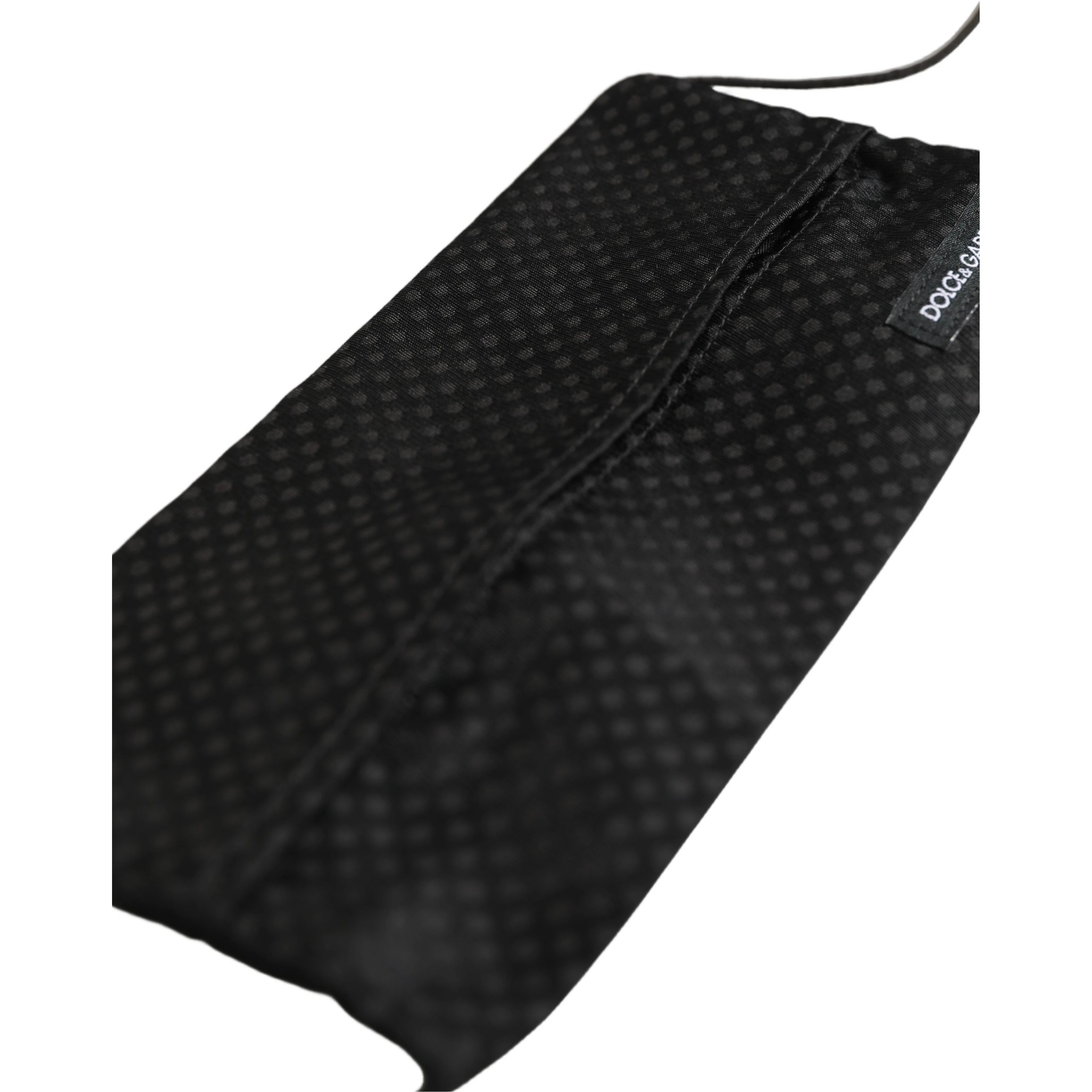 Black Silk Patterned Pleated Elastic Ear Strap Face Mask