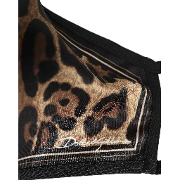 Brown Black Leopard Print Elastic Ear Strap Face Mask