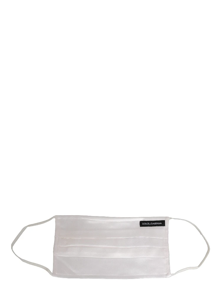White Satin Silk Pleated Elastic Ear Strap Face Mask