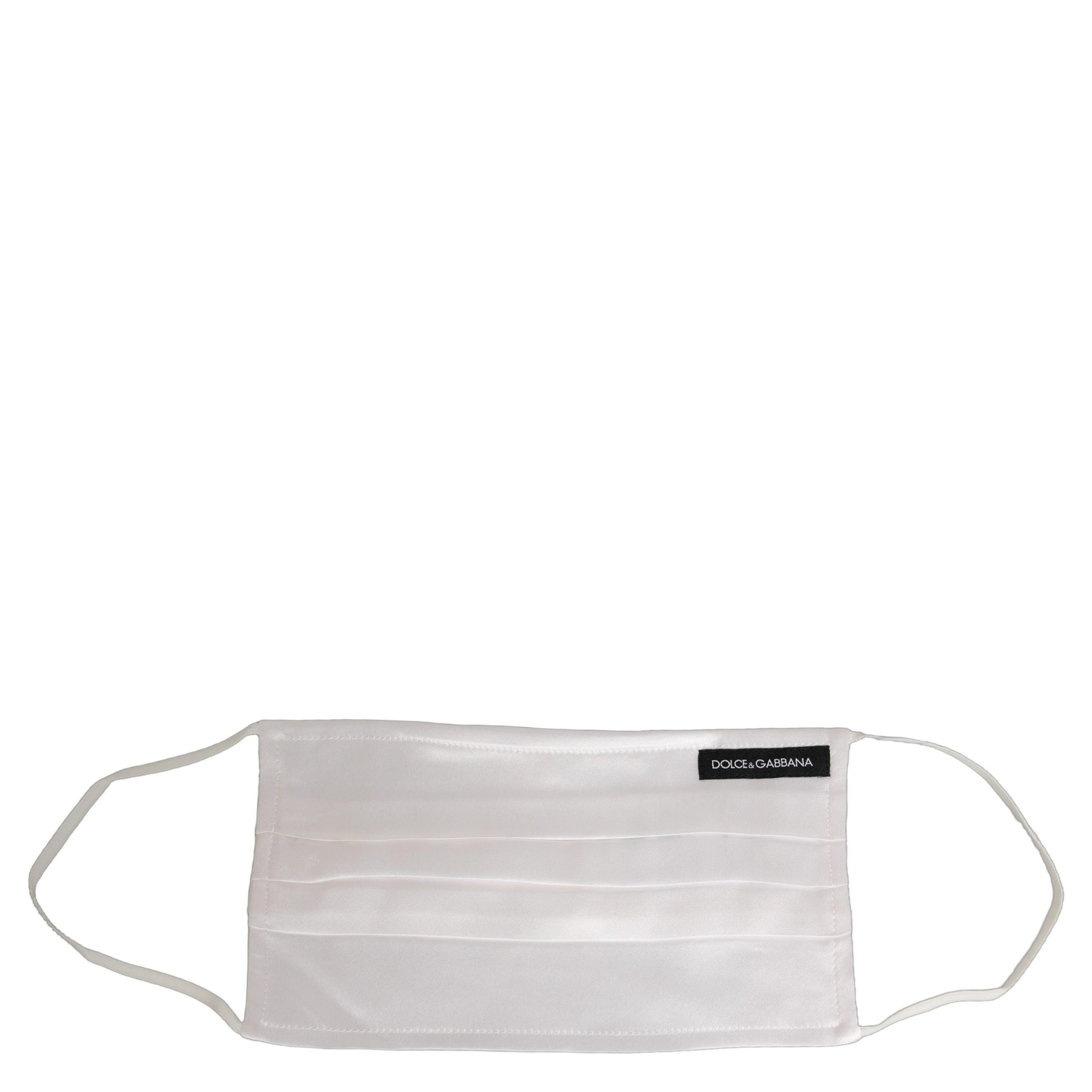 White Satin Silk Pleated Elastic Ear Strap Face Mask