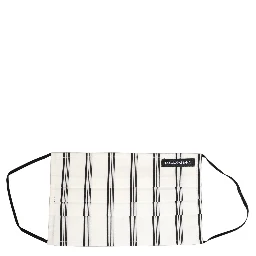 White Black Pinstripe Pleated Elastic Ear Strap Face Mask