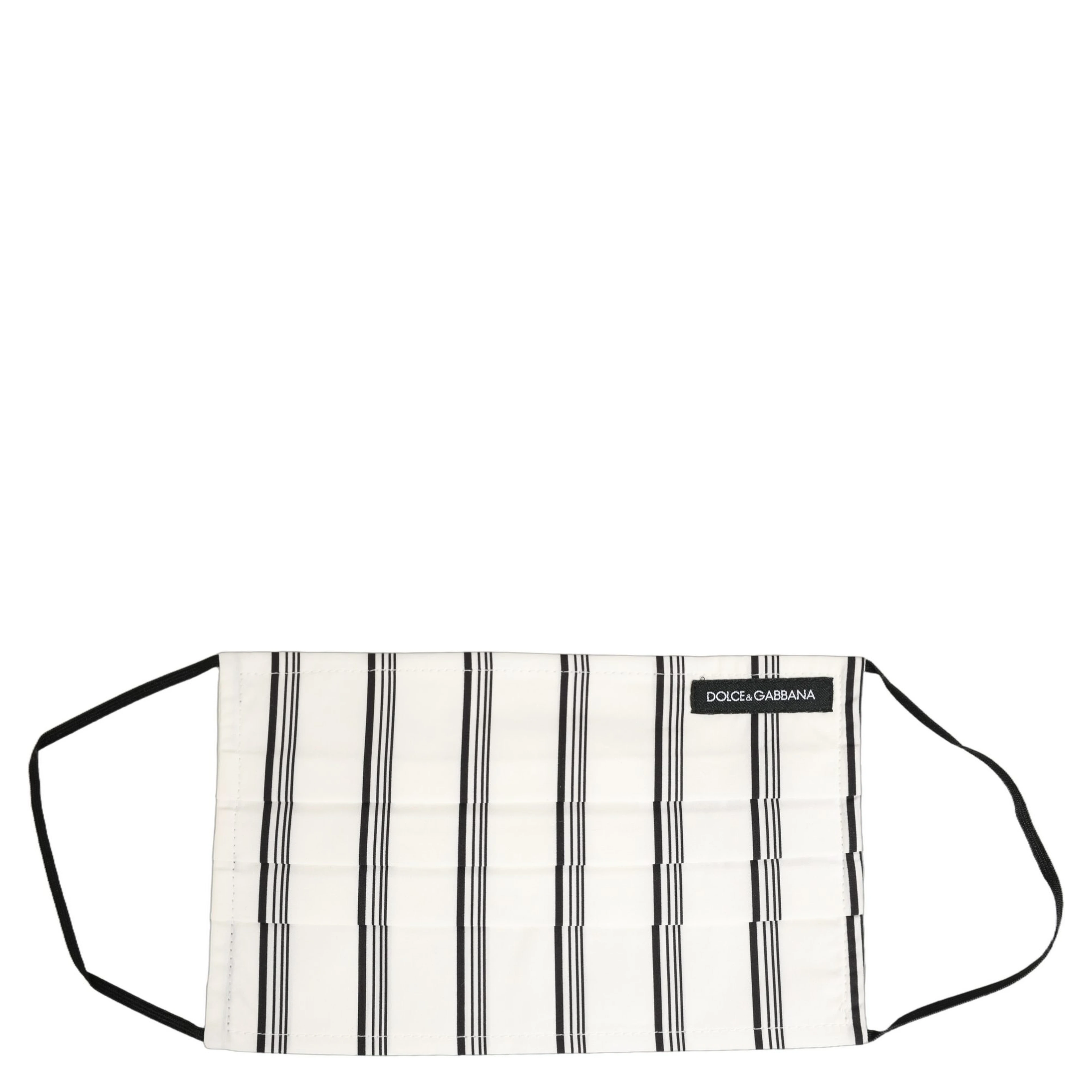 White Black Pinstripe Pleated Elastic Ear Strap Face Mask