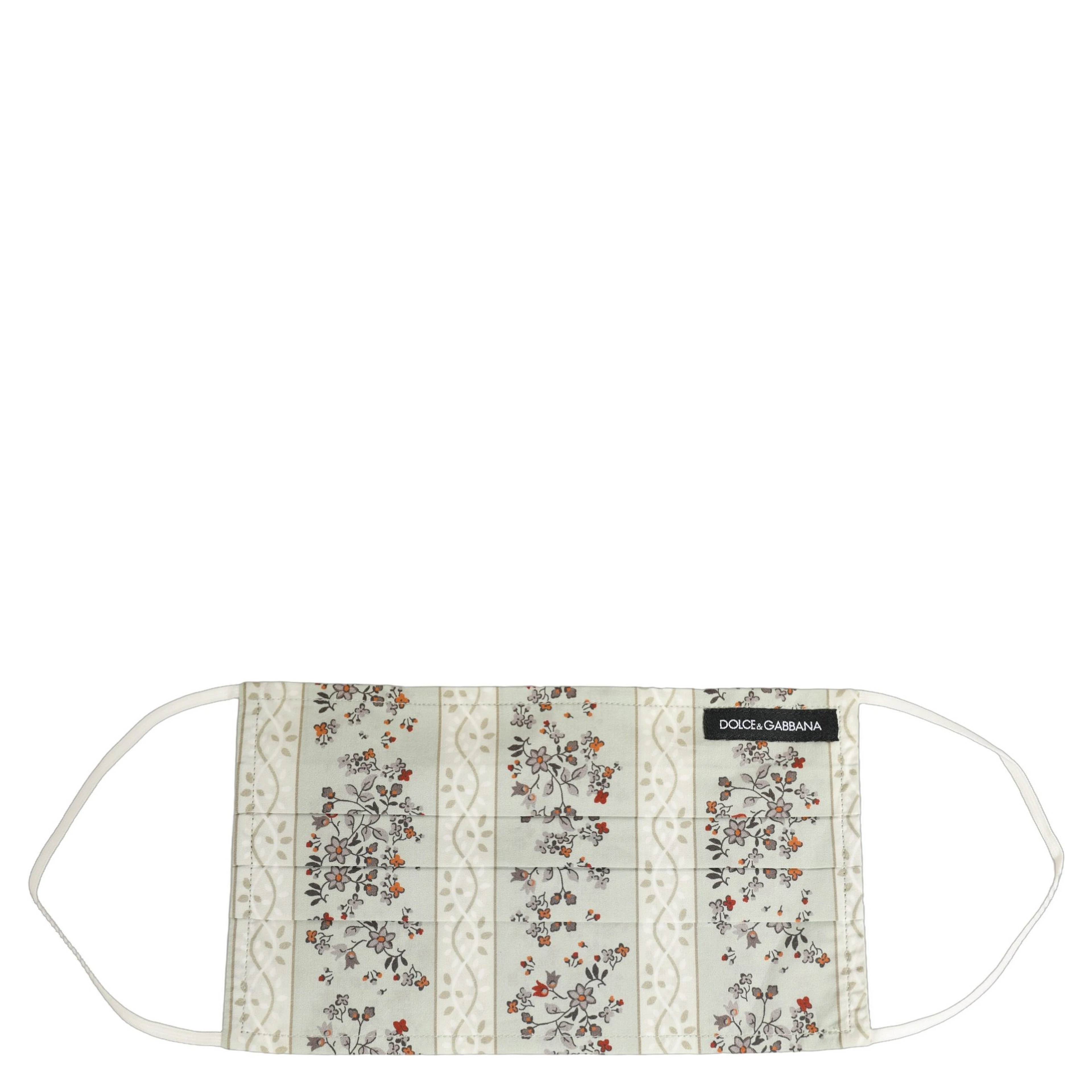 White Floral Cotton Pleated Elastic Ear Strap Face Mask