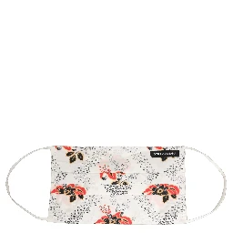 White Floral Cotton Pleated Elastic Ear Strap Face Mask