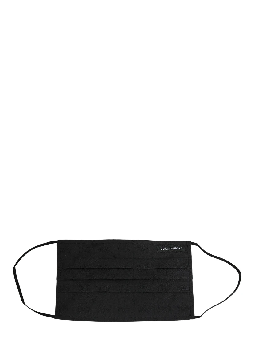 Black 100% Cotton Pleated Elastic Ear Strap Face Mask