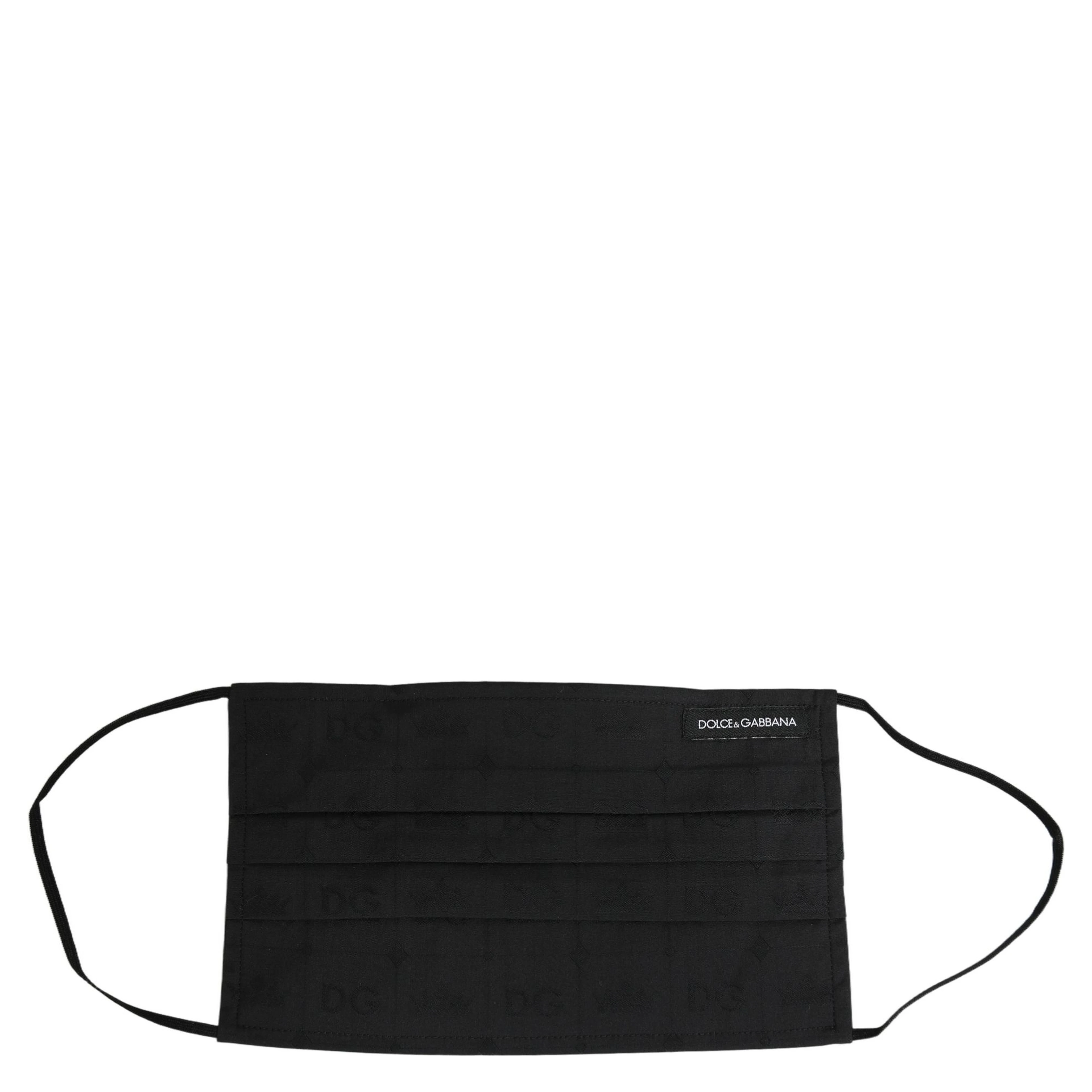 Black 100% Cotton Pleated Elastic Ear Strap Face Mask