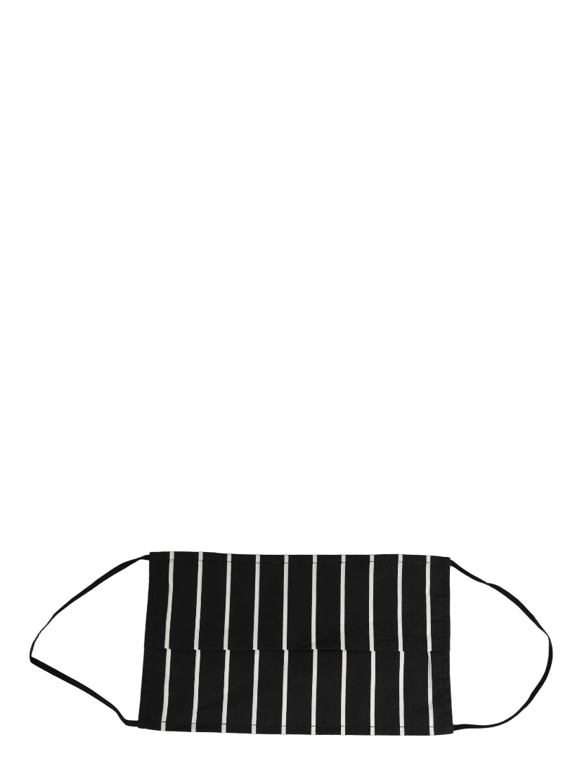 Black White Pinstripe Pleated Elastic Ear Strap Face Mask