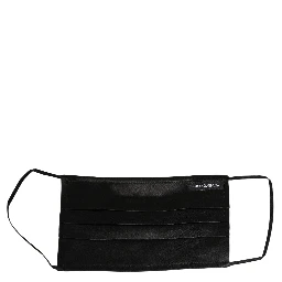 Black Satin Silk Pleated Elastic Ear Strap Face Mask