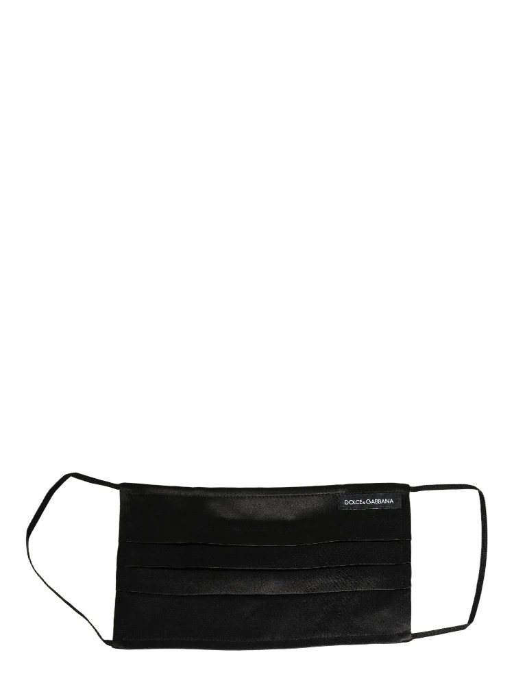 Black Satin Silk Pleated Elastic Ear Strap Face Mask