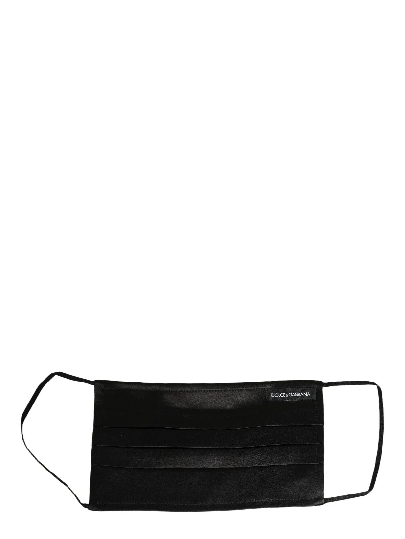 Black Satin Silk Pleated Elastic Ear Strap Face Mask