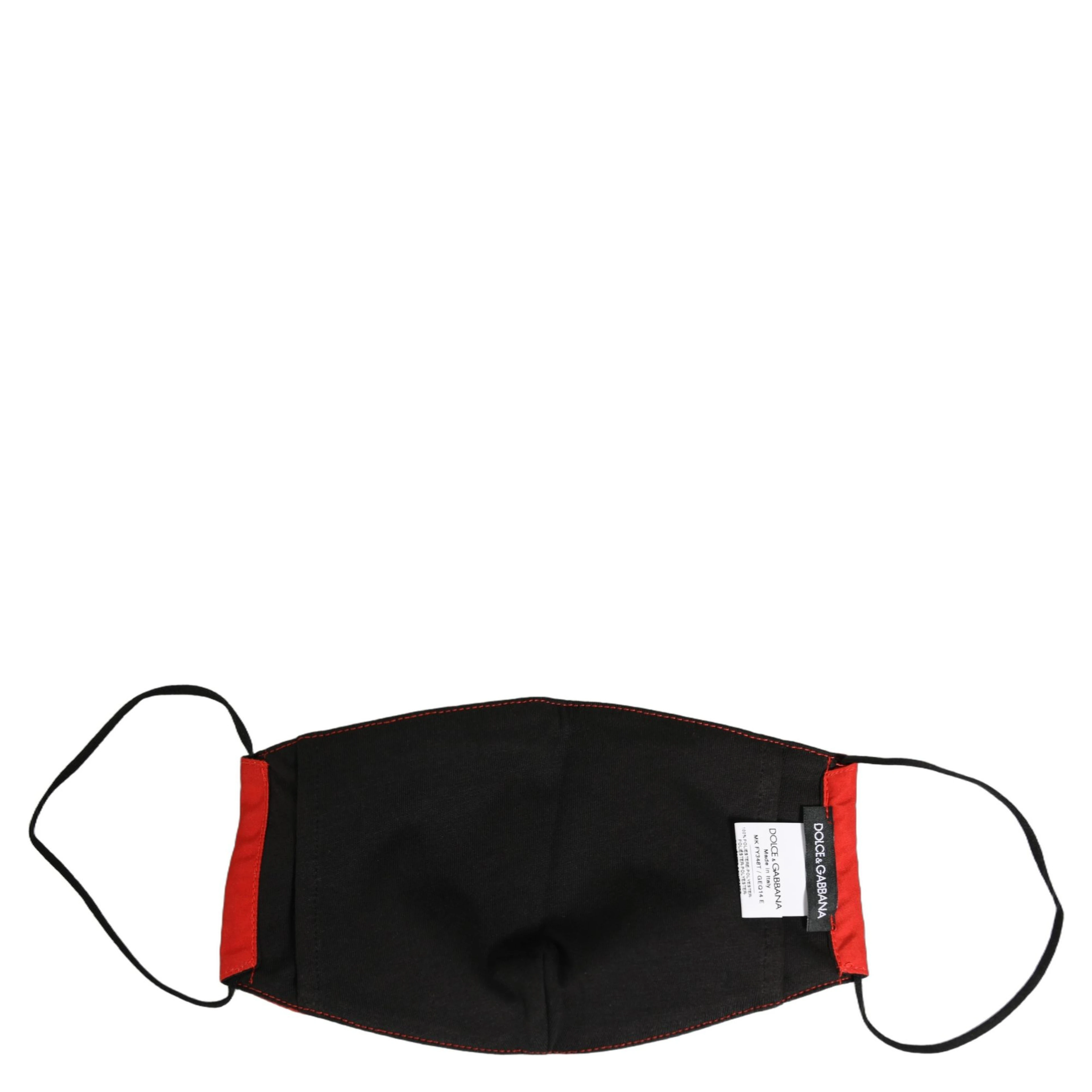 Men Black Carretto Print Elastic Ear Strap Face Mask