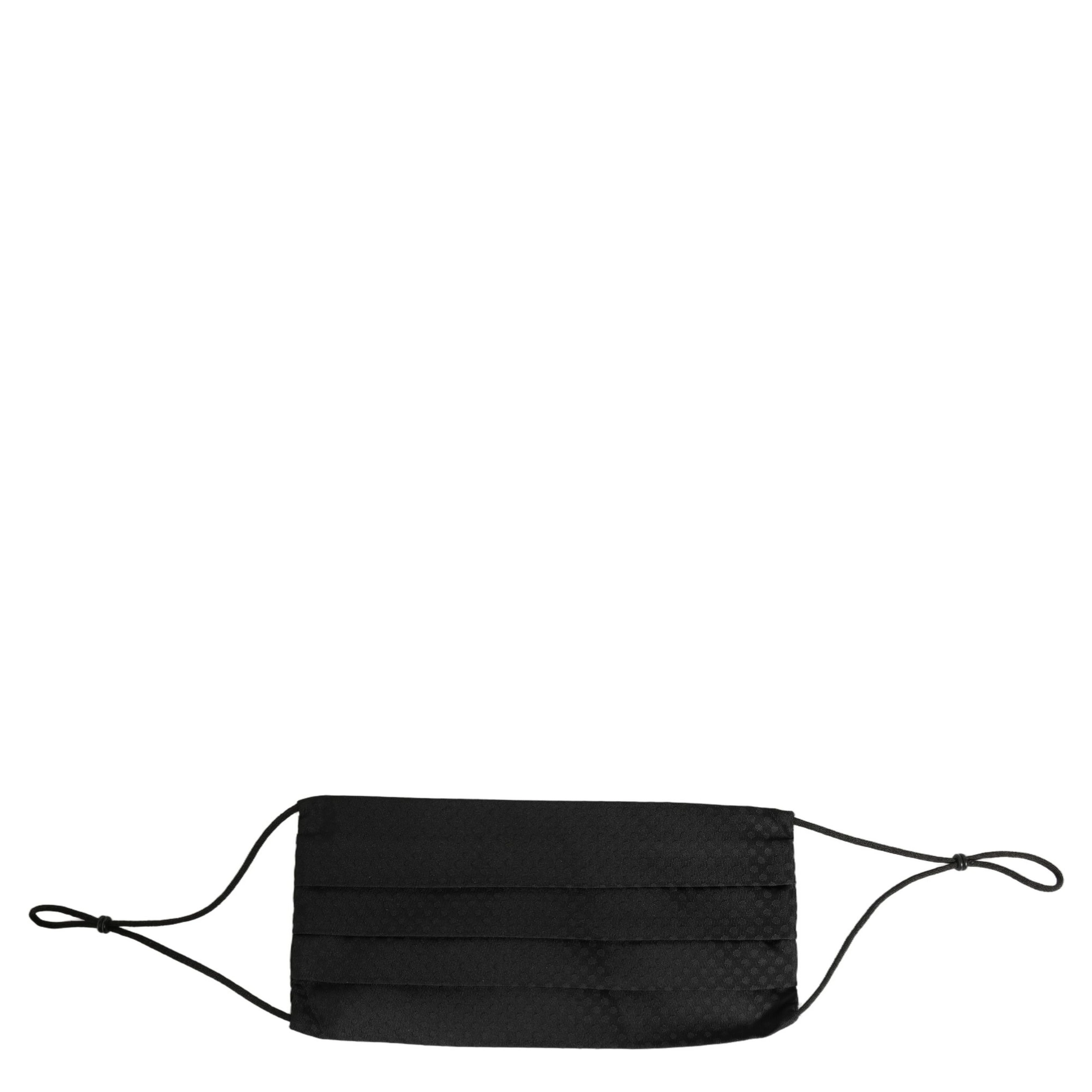 Black Silk Patterned Pleated Elastic Ear Strap Face Mask