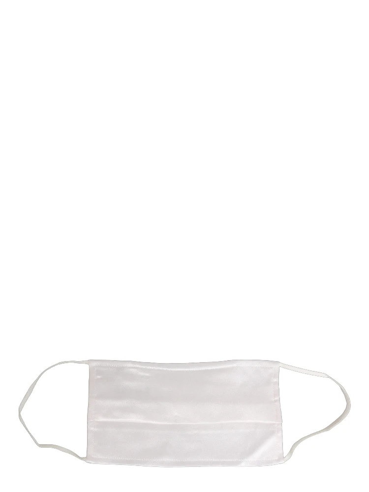 White Satin Silk Pleated Elastic Ear Strap Face Mask alternative