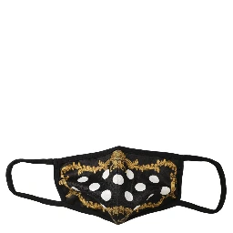 Black Baroque Print Polka Dot Elastic Ear Strap Face Mask