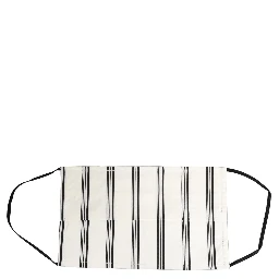 White Black Pinstripe Pleated Elastic Ear Strap Face Mask