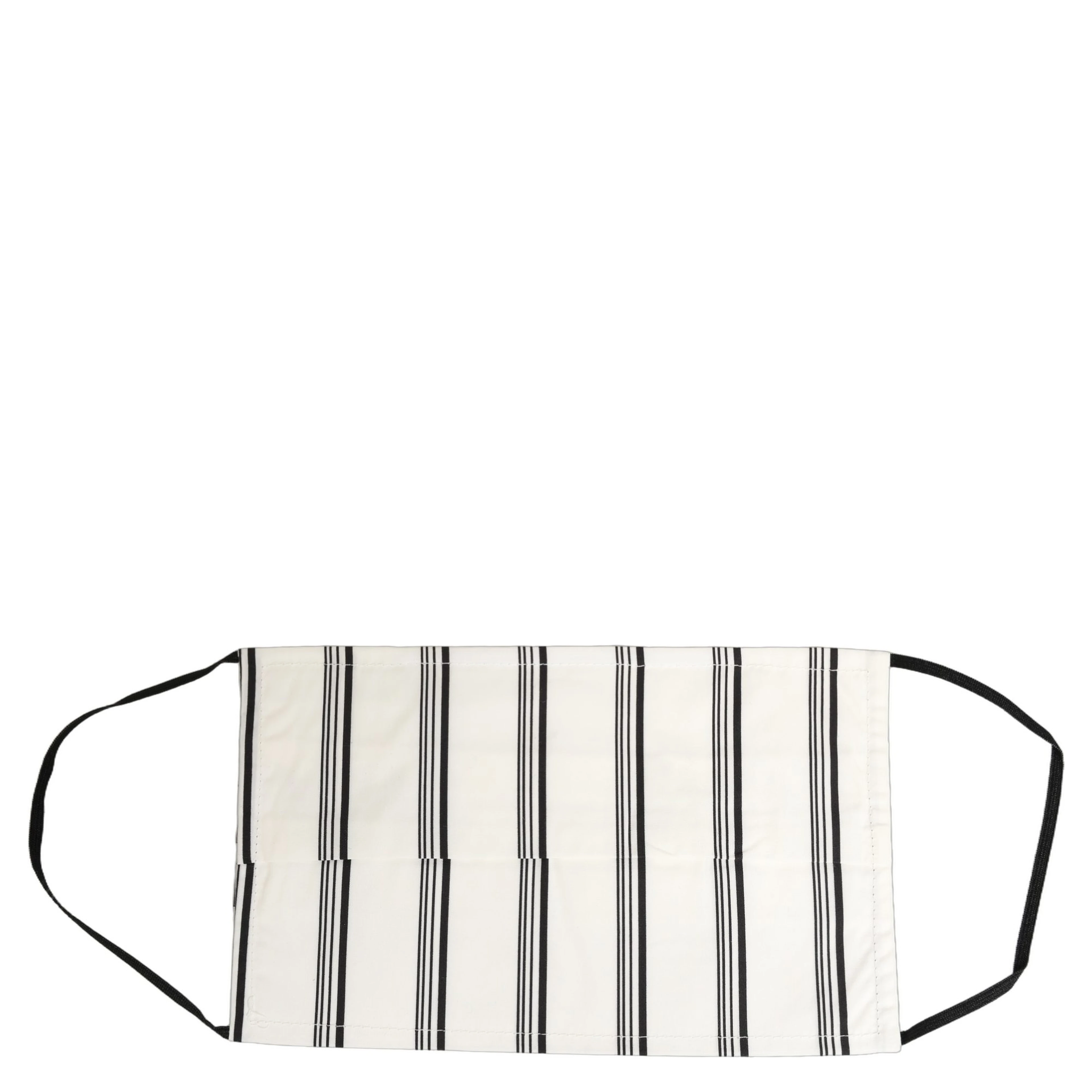 White Black Pinstripe Pleated Elastic Ear Strap Face Mask