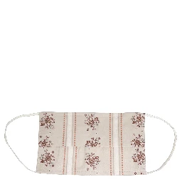 Beige Floral Print Pleated Elastic Ear Strap Face Mask